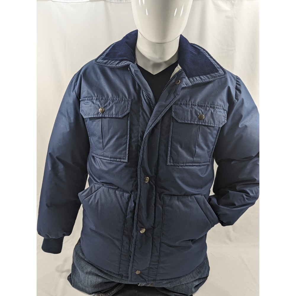 Vintage ORVIS Puffer Coat Jacket Goose Down Blue Size Small Barn Thick